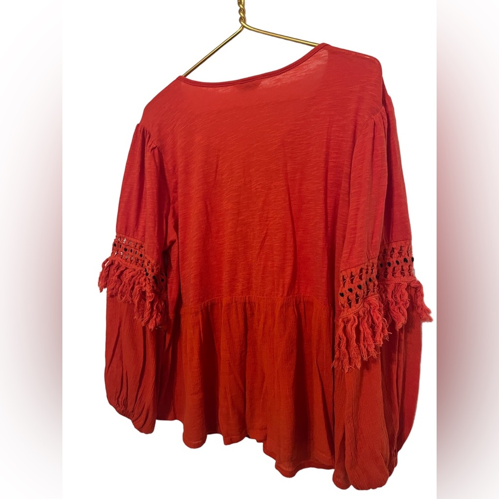 Lucky Brand red boho style Women’s 1X cotton top - Picture 7 of 7